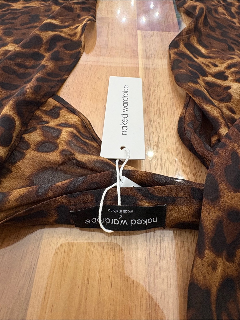 NWT Naked Wardrobe Sz XL Leopard Print Sheer Chiffon Halter Top - Picture 6 of 14